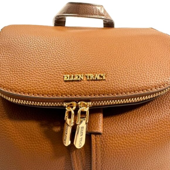 NWT Ellen Tracy Brown Backpack - Picture 2 of 3